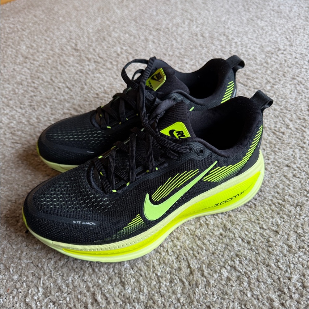 Nike Vomeros Black and Neon Yellow Athletic Sneakers